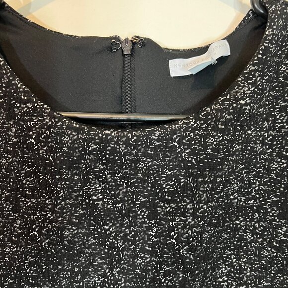 New York & Company Dress S Black White Textured Peplum Stretch Midi Size Small - Picture 6 of 11